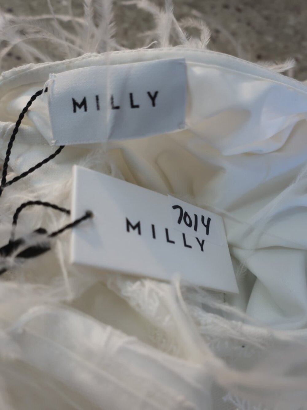 NWT Women Milly Rana White (Item-7014) Short Sleeve Feather Mini Shift Dress S - Picture 14 of 14